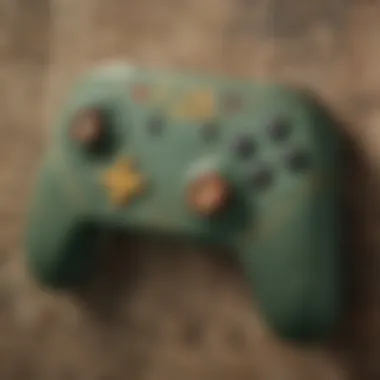 Close-up view of the texture and details of a special edition Switch controller.