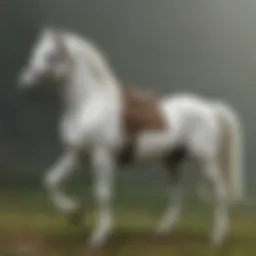 Majestic white horse galloping through Hyrule field
