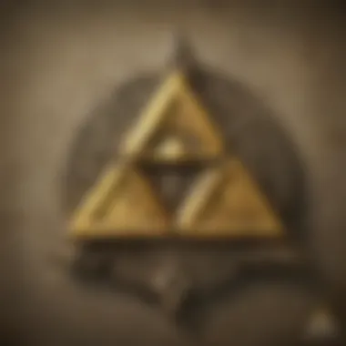 A majestic illustration of the Triforce symbol in a mystical setting