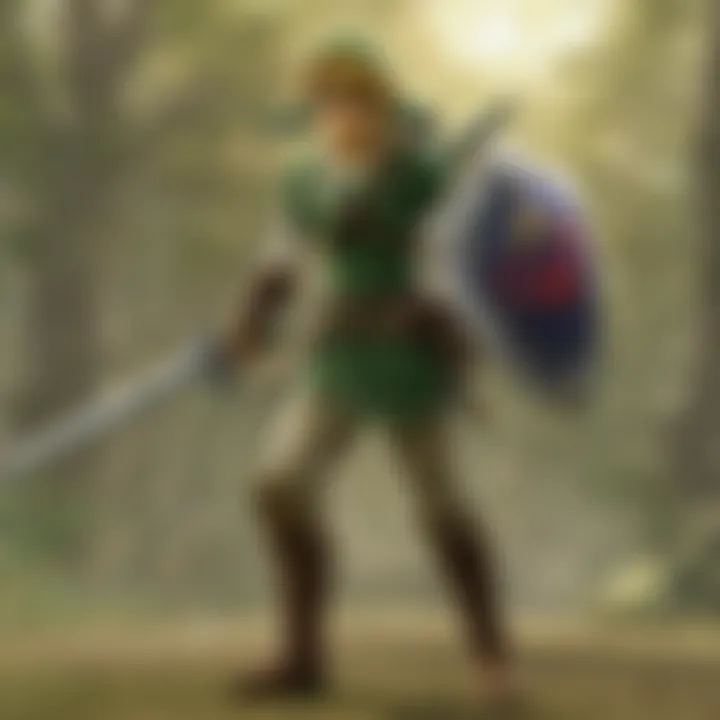 Link engaging in combat against a fearsome enemy, highlighting gameplay mechanics