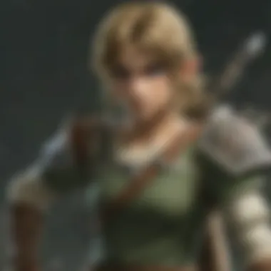 An action shot of Link in battle against a dark enemy in Twilight Princess.