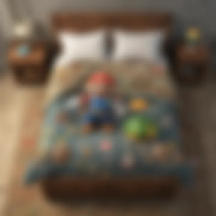 Super Mario themed bedset with iconic items