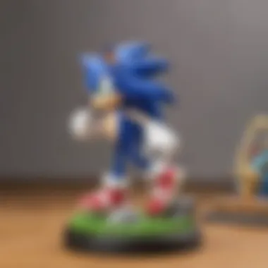 Sonic amiibo showcased on a gaming shelf