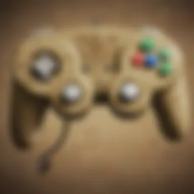 GameCube controller connected to a Nintendo GameCube console