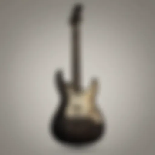 Abstract guitar silhouette against a vibrant backdrop