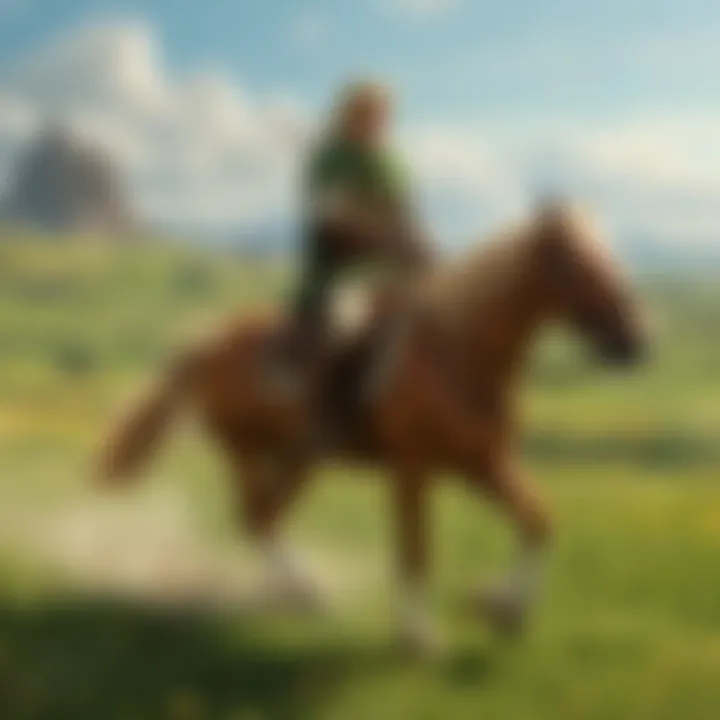 Heroic Link Riding Epona in Open Field