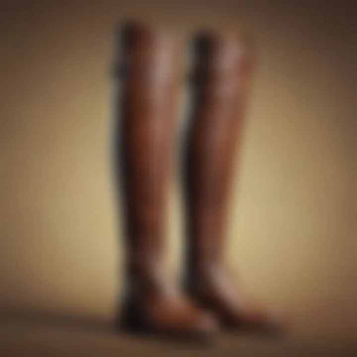 Pair of well-worn leather horse riding boots in a rustic barn