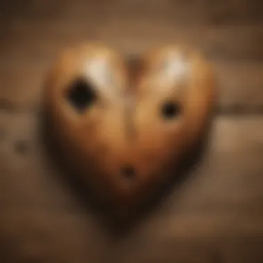 Small Wooden Heart on Rustic Background