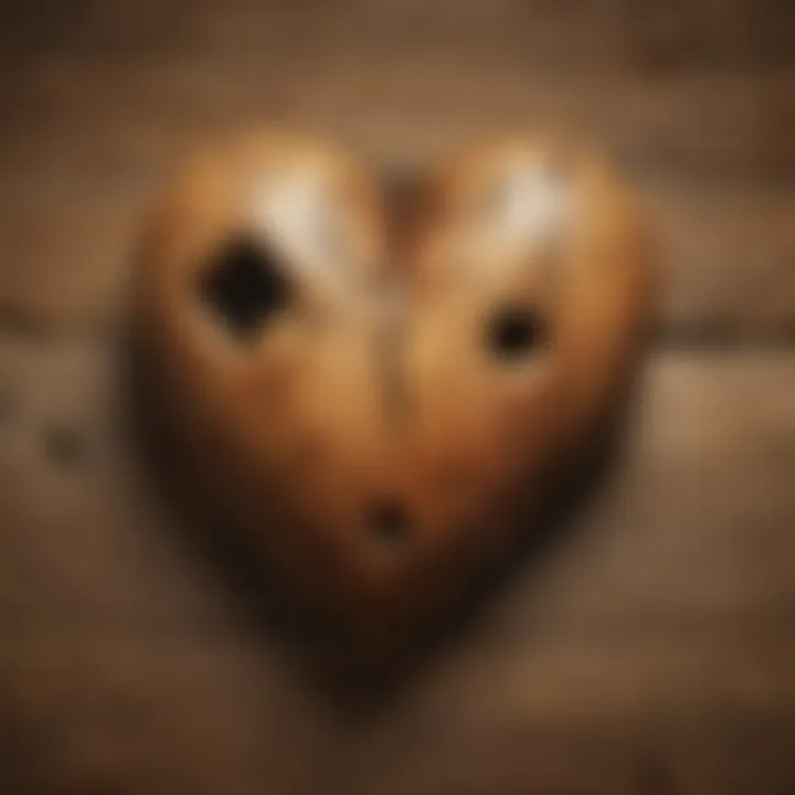 Small Wooden Heart on Rustic Background