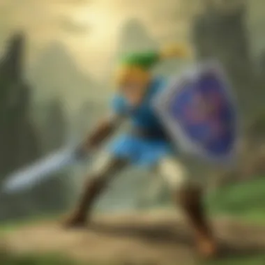 Epic Combat in Four Swords Adventures A thrilling battle scene showcasing the unique art style of Four Swords Adventures
