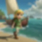 Link sailing across the vibrant seas of Hyrule in The Wind Waker