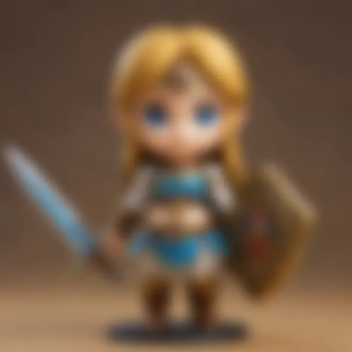 Dynamic pose of a Zelda Nendoroid figure in a battle-ready stance