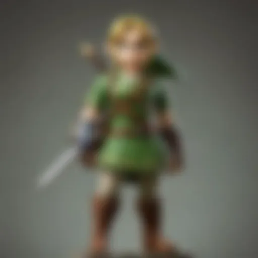 A detailed close-up of the Link Amiibo figure from Ocarina of Time