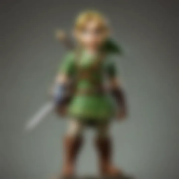 A detailed close-up of the Link Amiibo figure from Ocarina of Time