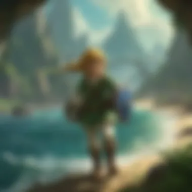 Link's Oceanic Adventure in Phantom Hourglass Artistic depiction of Link navigating a mystical ocean in Phantom Hourglass.