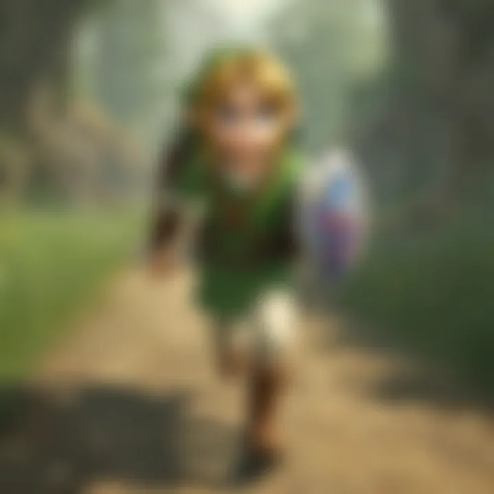 A close-up of the main character, Link, in Spirit Tracks, highlighting his design.