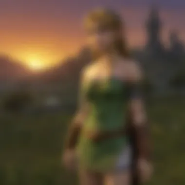 A stunning landscape shot featuring a sunset in Twilight Princess